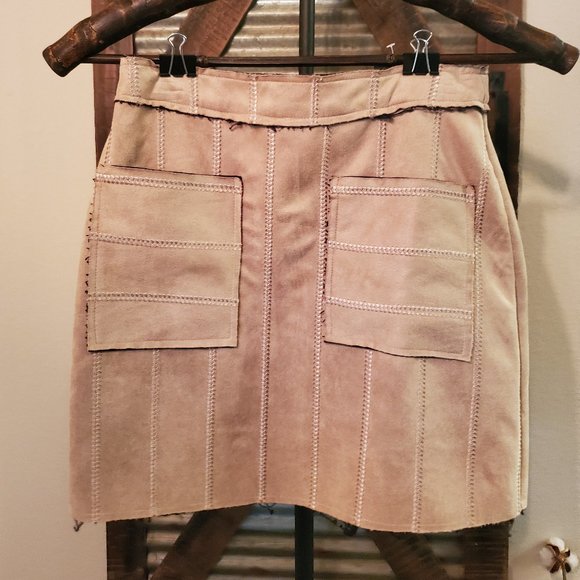 She and Sky Dresses & Skirts - She +Sky Suede Tan Mini Skirt
